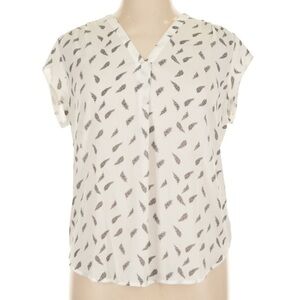 Fun 2 Fun StitchFix Lillian V-Neck Blouse White Black Print Size XL